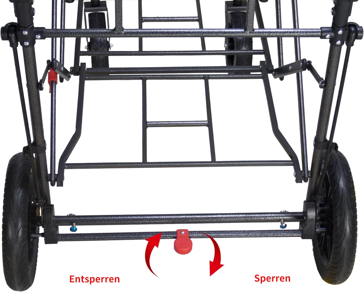 TOPWELL Chariot de transport pliable de 180 l jusqu'à 120 kg avec 2 sièges pliables/toit/frein, chariot de transport pliable avec roues en polyuréthane vert/beige – Image 5
