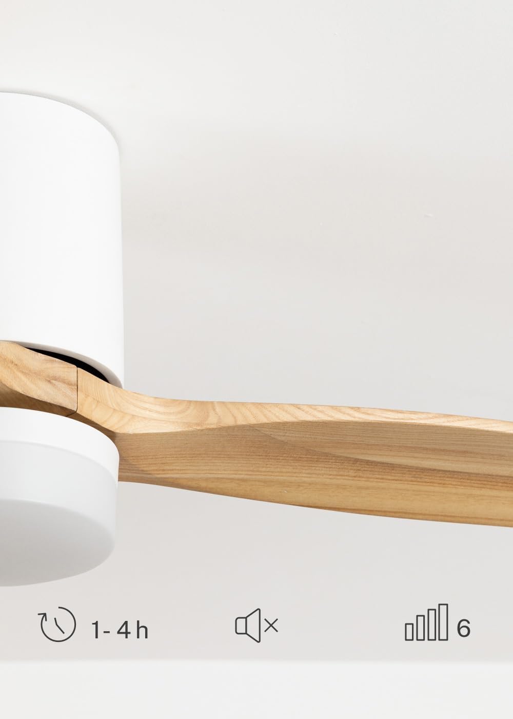 CREATE / WINDCALM CONCRETE/Ventilateur de plafond blanc bois clair avec télécommande / 40W, Carcasse en plâtre personnalisable, Ø132 cm, programmable, fonction été-hiver, lumière LED 3 températures – Image 6
