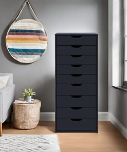 Alternative view of Narrow Wooden 9-Drawer Cabinet with Smooth-Glide Drawers and Top Storage Shelf