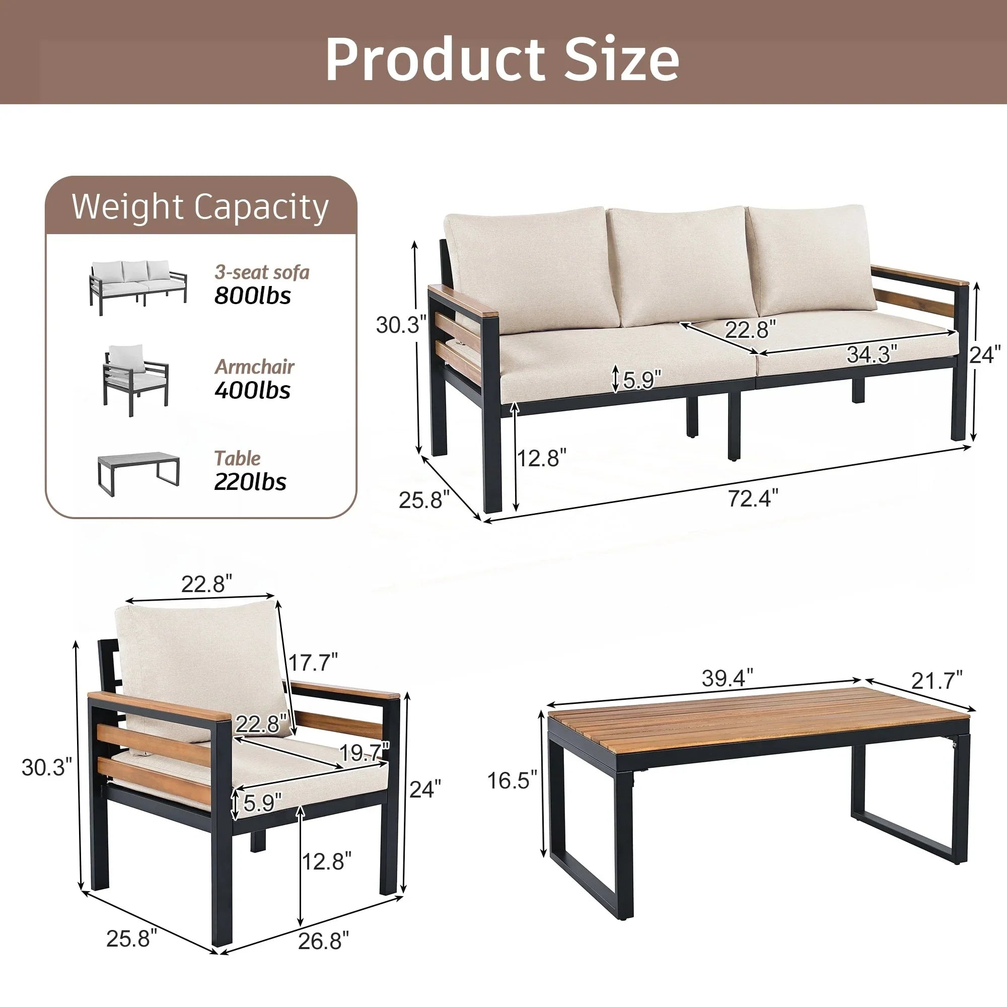 4-Piece Outdoor Furniture Sofa Set – Image 7