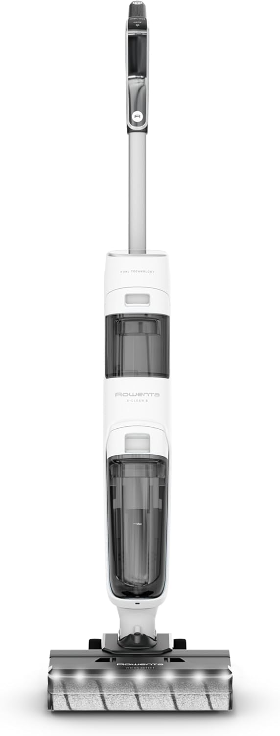Rowenta X-Clean5, Aspirateur Laveur sans Fil, Nettoyage 2-en-1, Mode de détection Auto, Éclairage LED, Auto-Nettoyage, Séchage air Chaud, GZ5557EE, Blanc/Noir – Image 10