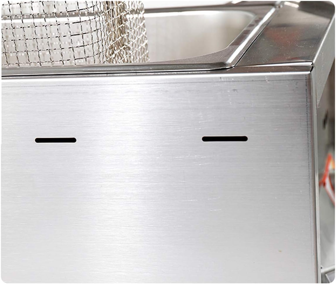 Friteuse épaisse à gaz en acier inoxydable, friteuse à panier à trois cylindres commerciale avec couvercle friteuse de grande capacité pour frire les aliments frites domestiques poulet frit 10L x 3 – Image 8