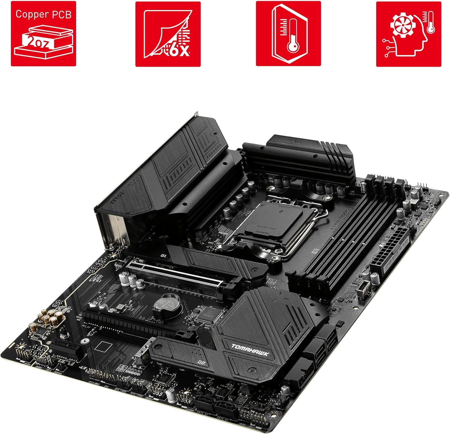MSI MAG B650 Tomahawk WiFi Carte mère, ATX - pour Processeurs AMD Ryzen 7000, AM5 - VRM Duet Rail 14 Phases, SPS 80 A - DDR5 Memory Boost 6400+ MHz/OC, 2 x Slots PCIe 4.0 x16, 3 x Slots M.2 Gen4 – Image 4