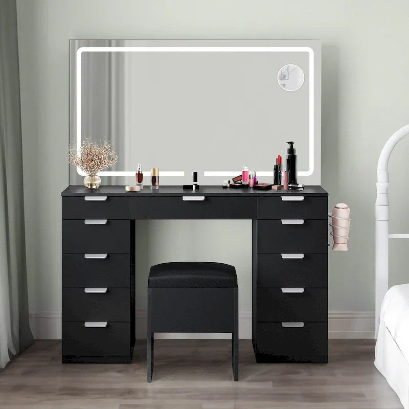Moasis 46 Vanity With Built-in Socket With Illuminated Mirror and Hair Dryer Rack - 55.8 H X 46 W X 11.7 D – Image 6