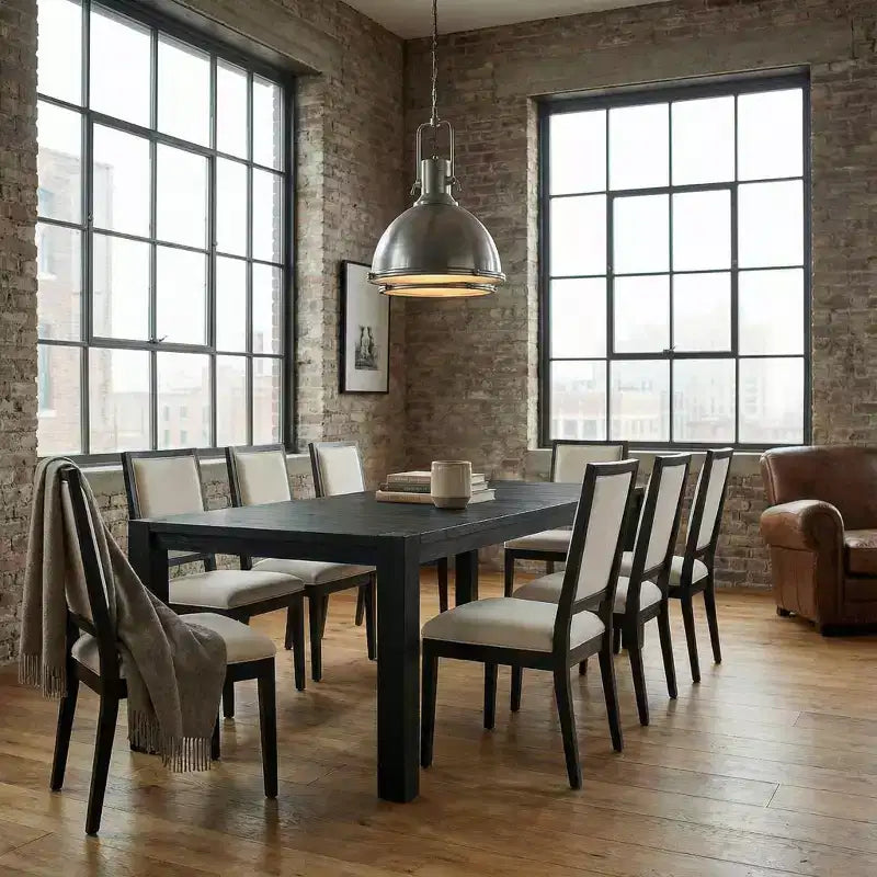 Modern Dining Set - 80 Table + 6 Cushioned Chairs, Solid Wood Frame, 400lbs Table Capacity, Easy Assembly – Image 4