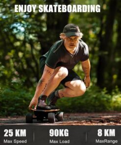 Alternative view of ErShangMao Longboard Électrique Tout-Terrain avec Télécommande, 25 Km (15,6 Mi/H) avec Batterie 4 400 Mah, Autonomie De 8 Km (9,4 Mi), Freinage Fluide Et Commande À 4 Vitesses. TypeC