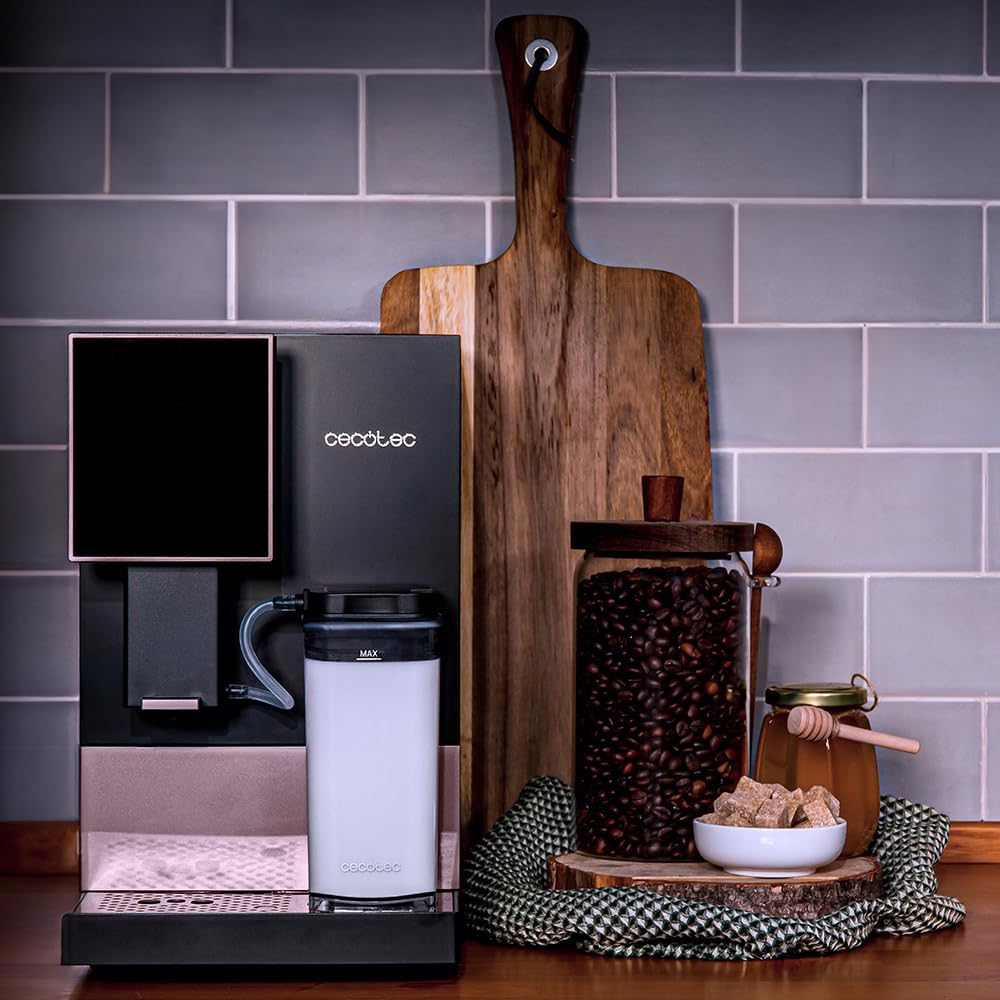 Cecotec Machine a Café Espresso Superautomatique Cremmaet Compactccino Connected Black Rose. 19 Bars, Écran TFT, Wifi, Moulin Integré, Réservoir d'eau 1,1 L et de lait 400 ml, Nettoyage Automatique – Image 2