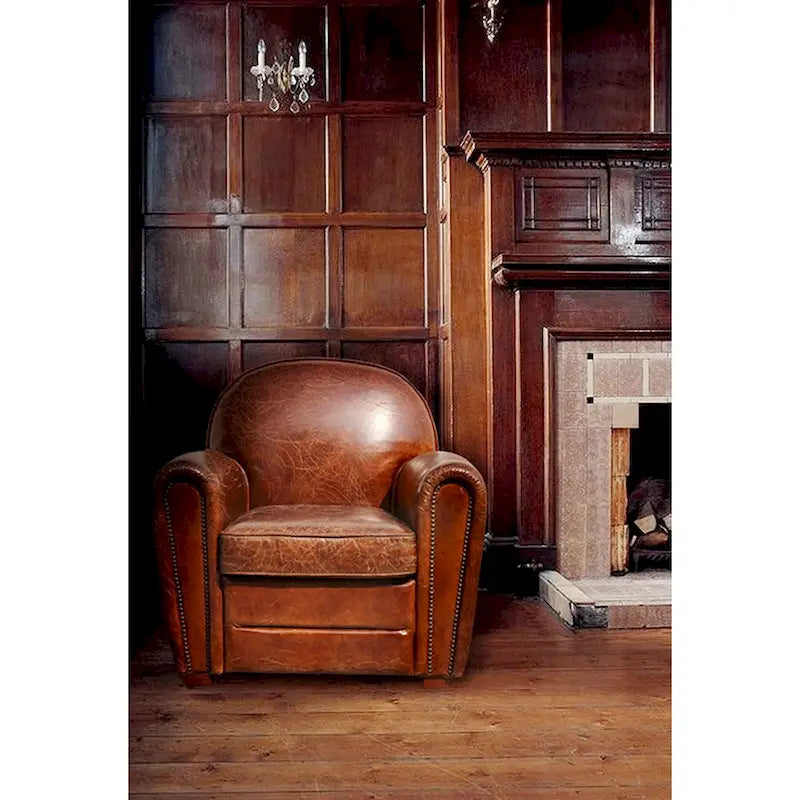 Pasargad Home Genuine Leather Paris Club Chair, Brown – Image 5