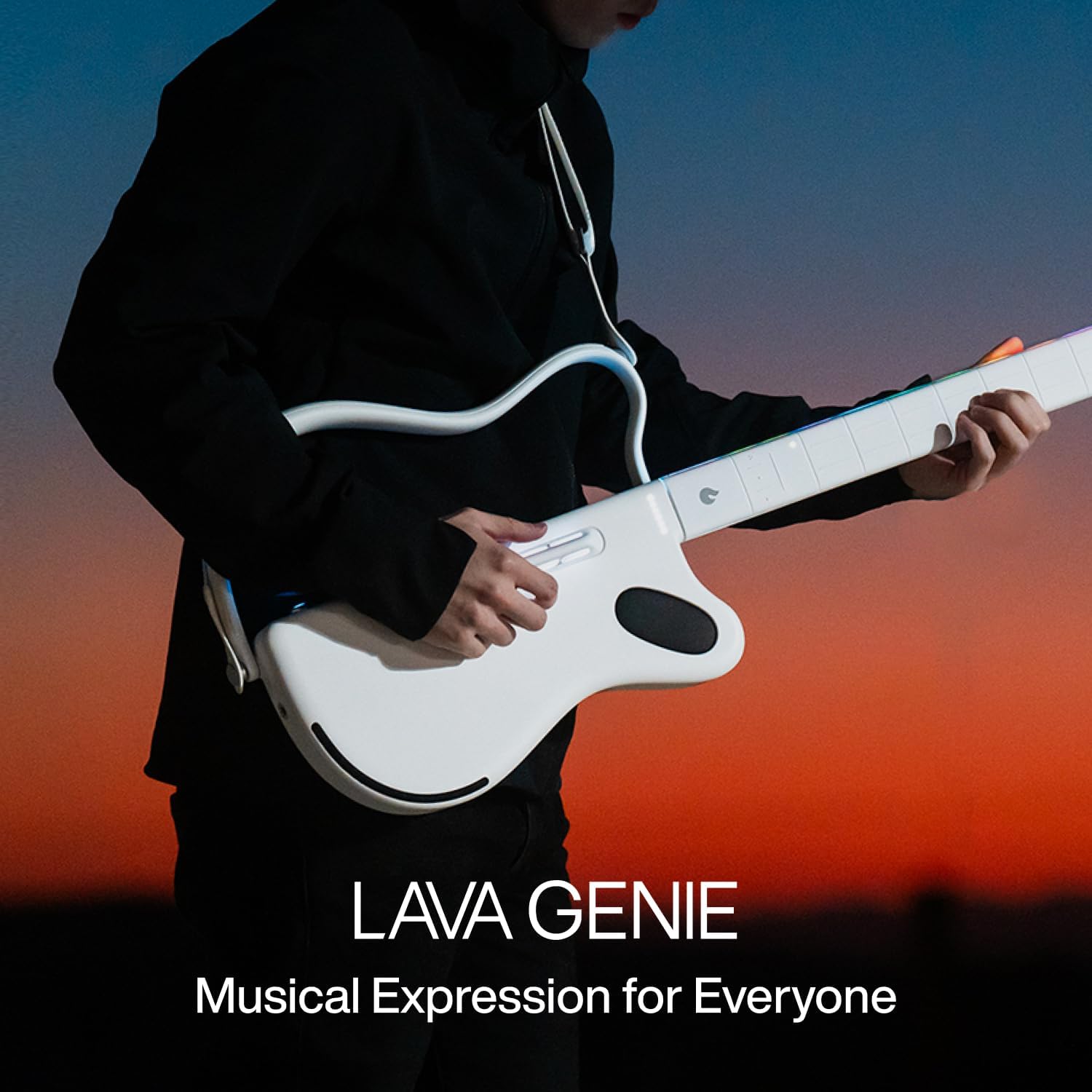 LAVA GENIE Guitare Sampler, Sans Cordes, Des centaines de Préréglages d'instruments, Haut-parleur intégré, Pliable, Amovible, Blanc, 30,5 Pouces – Image 2