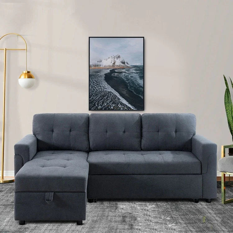 Convertible Reversible Sectional Sofa with Pull-Out Sleeper Bed, Hidden Storage Chaise, and Durable Legs – Image 20