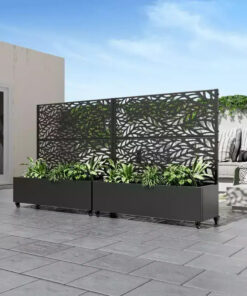 Alternative view of MAYEERTY Planter Box with Trellis Iron Black Louvered Classic Helen Street 01 Combined Style 72x47x16in 3-Piece Set