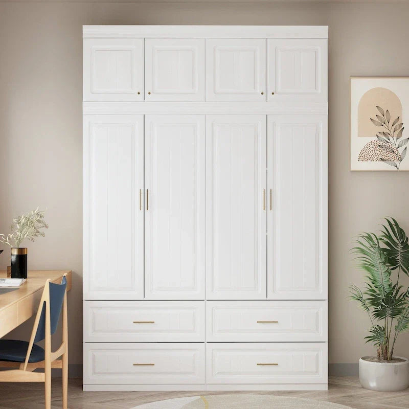 93.9H/74.2H Armoires Wardrobe Closet Cabinet Hanging Drawers Storage – Image 2