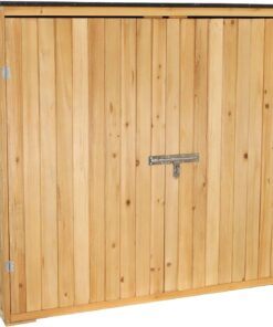 Wiltec Abri de Jardin – 1360 x 580 x 1270 mm – en Bois Verni – avec Toit revêtu par PVC et 2 Portes – Cabane Remise pour Rangement Outils pour Jardin, Terrasse & Balcon