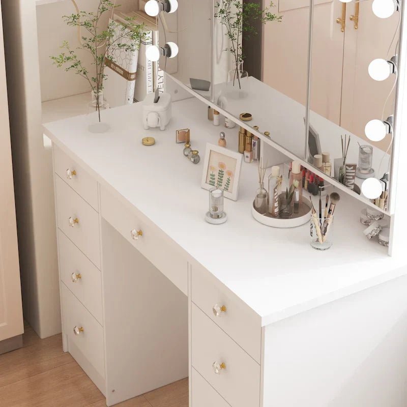 Luxurious LED Makeup Vanity with 9 Drawers Elegant Makeup Station – Image 9