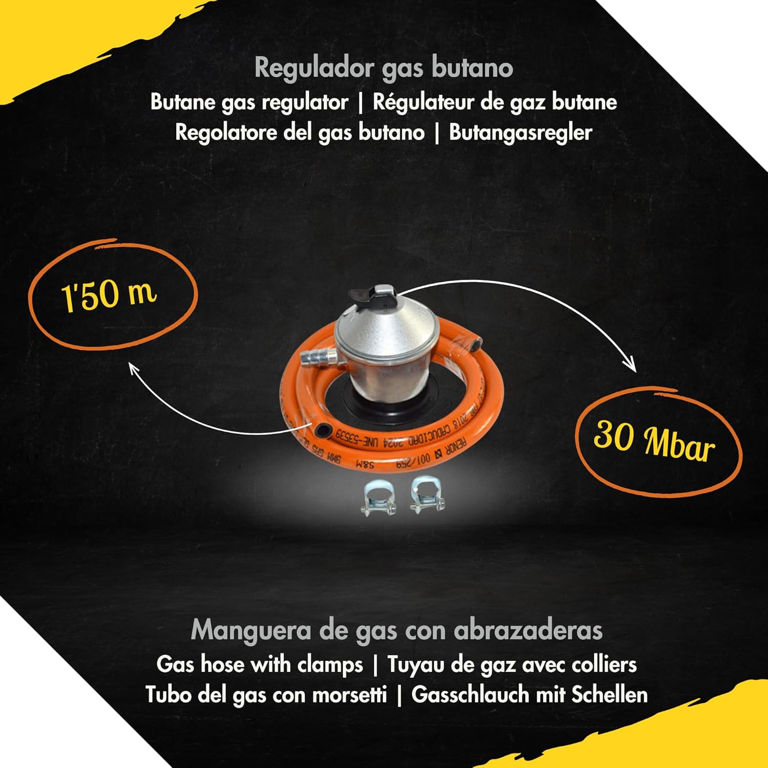 COMBOI - Kit paella, Brûleur à Gaz Butane de 50 cm, Poêles à paella de 60 cm et 42 cm, Régulateur de Gaz, Tuyau, Trépied Renforcé, Tablier et Recettes. – Image 5