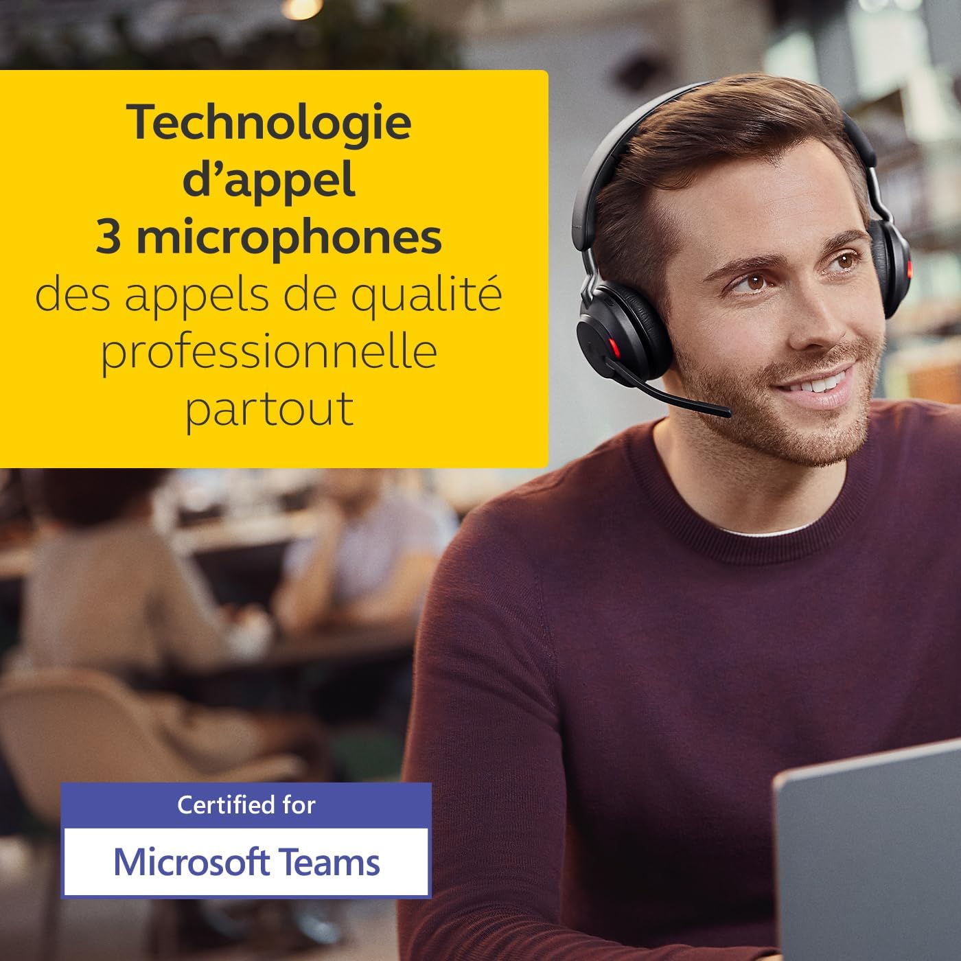 Jabra Evolve2 65 Casque PC Sans Fil avec Station de Charge - Casque Audio Certifié Microsoft Teams avec Batterie Longue Durée - Adaptateur Bluetooth USB-C - Noir – Image 6