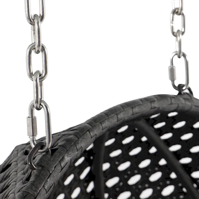LeisureMod 2 Person Hanging Egg Chair with Stand - Outdoor/Indoor Rattan Wicker Patio Swing Hammock Lounger with Cushions – Image 30