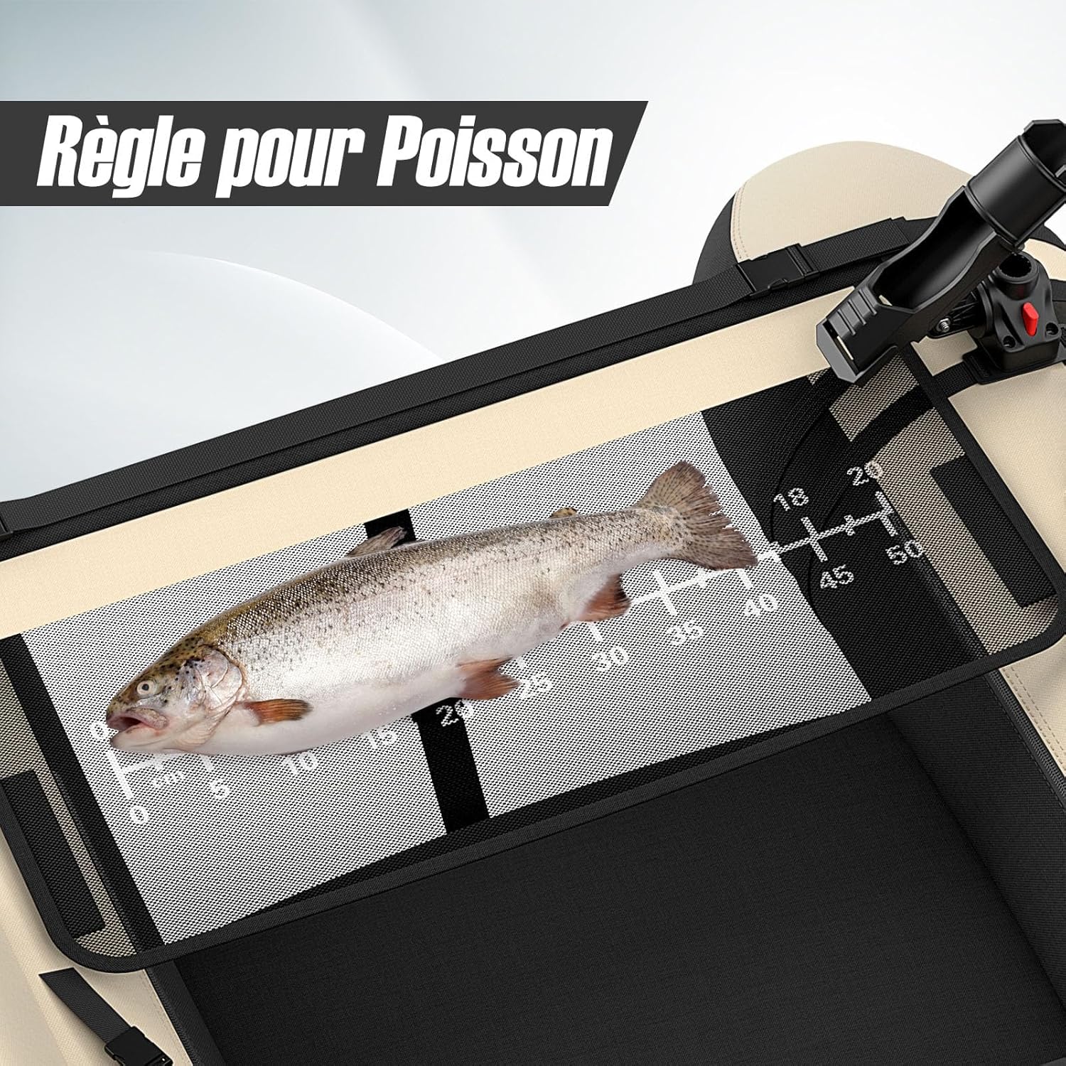 GYMAX Bateau Pêche Gonflable Portable, avec Pagaie, Règle à Poisson, Porte-Canne, Palmes, Pompe, Poches de Rangement, Tansport Pratique avec Bandoulières – Image 5