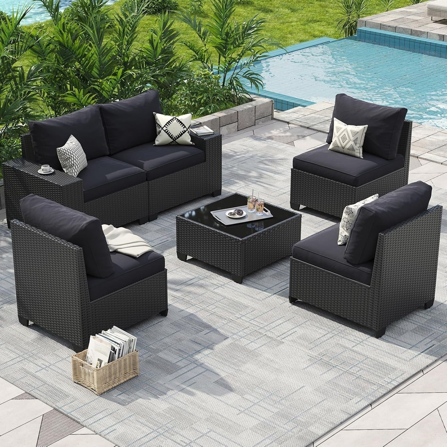 Outdoor Patio Furniture Sets with 4in Thicken Cushion – Image 15