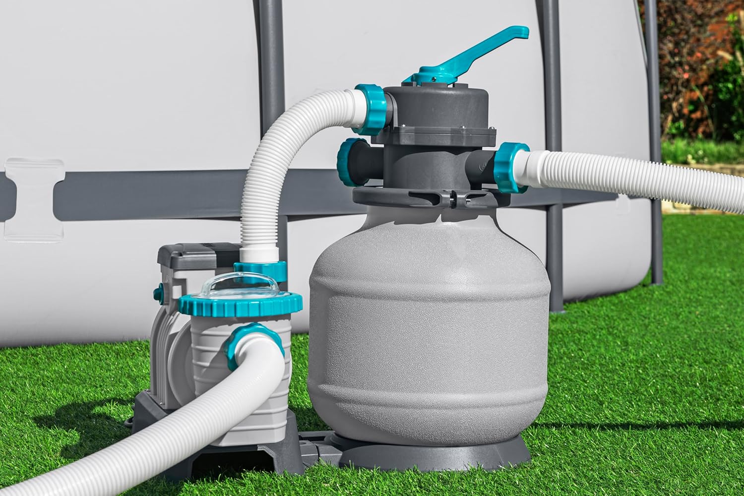 Bestway Pompe de Filtration à Sable pour Piscine Hors Sol 8 327 L - 55,5 cm x 44 cm x 60 cm - Gris/Vert – Image 3