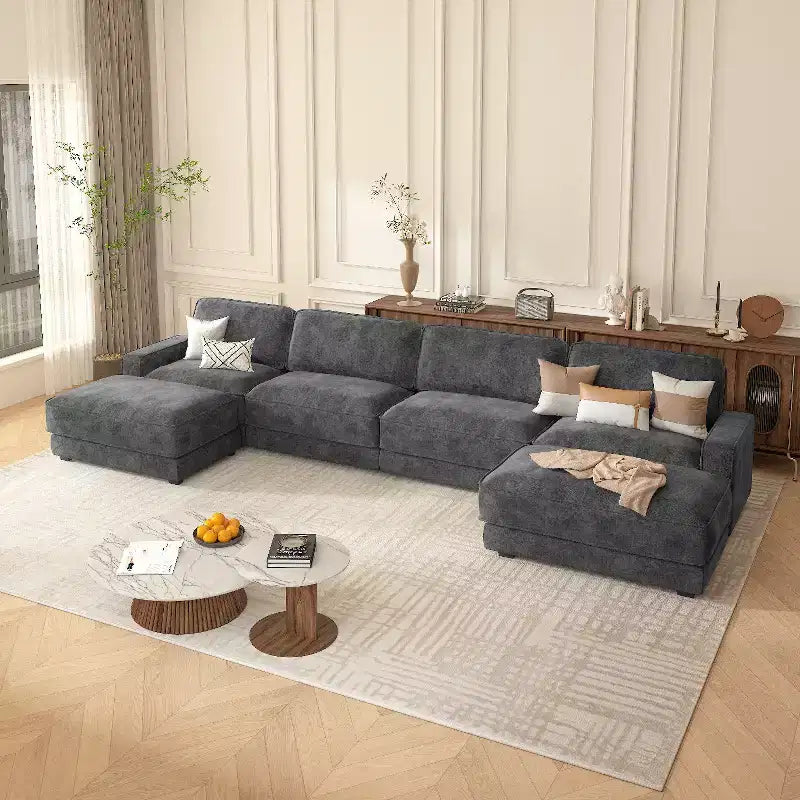 Dyonery 158 Extra Large Modular Sectional Sofa, CHENILLE Fabric with Deep Seat, Tool-Free Assembly – Image 15