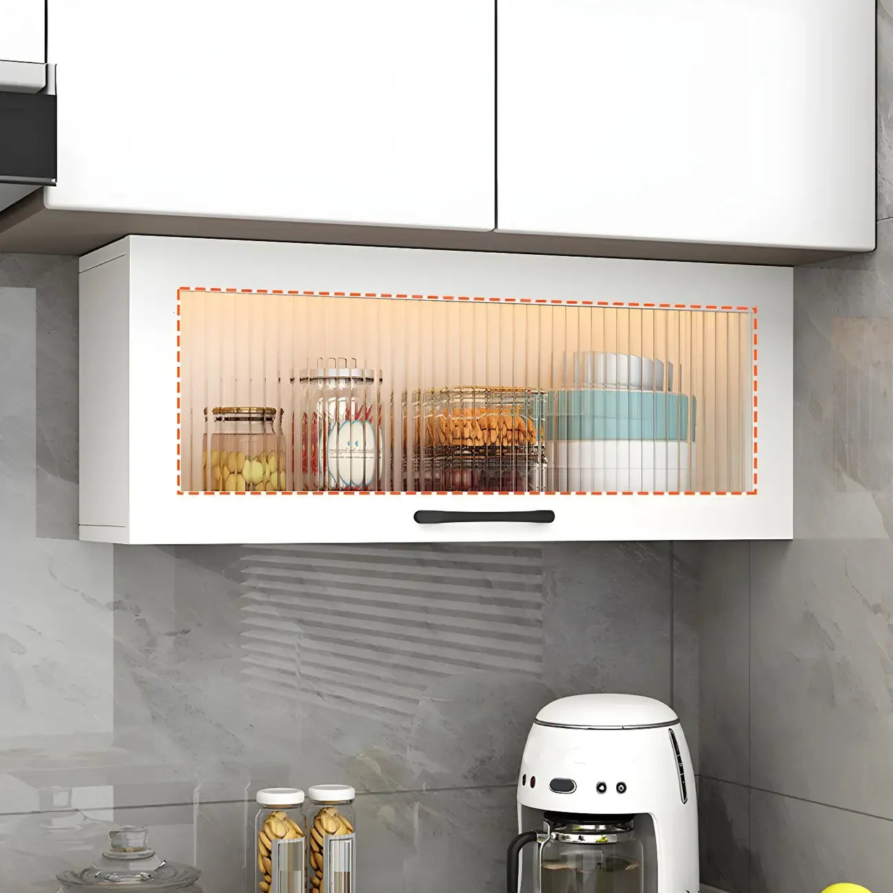 Kitchen White Wood Wall-Mounted Storage China Cabinets – Image 23