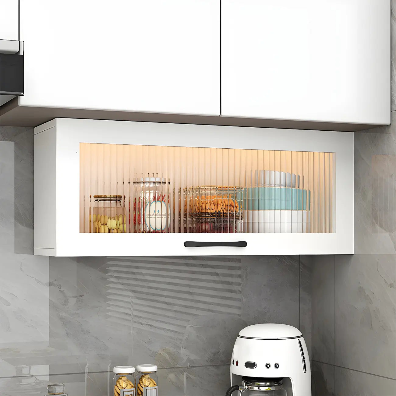 Kitchen White Wood Wall-Mounted Storage China Cabinets – Image 41