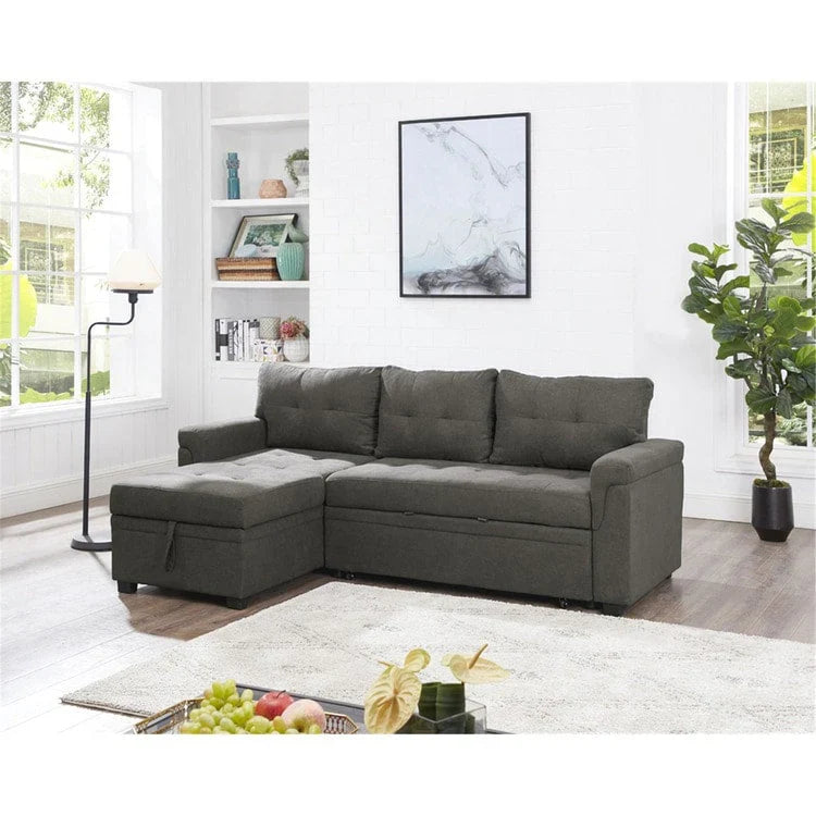 Convertible Reversible Sectional Sofa with Pull-Out Sleeper Bed, Hidden Storage Chaise, and Durable Legs – Image 39