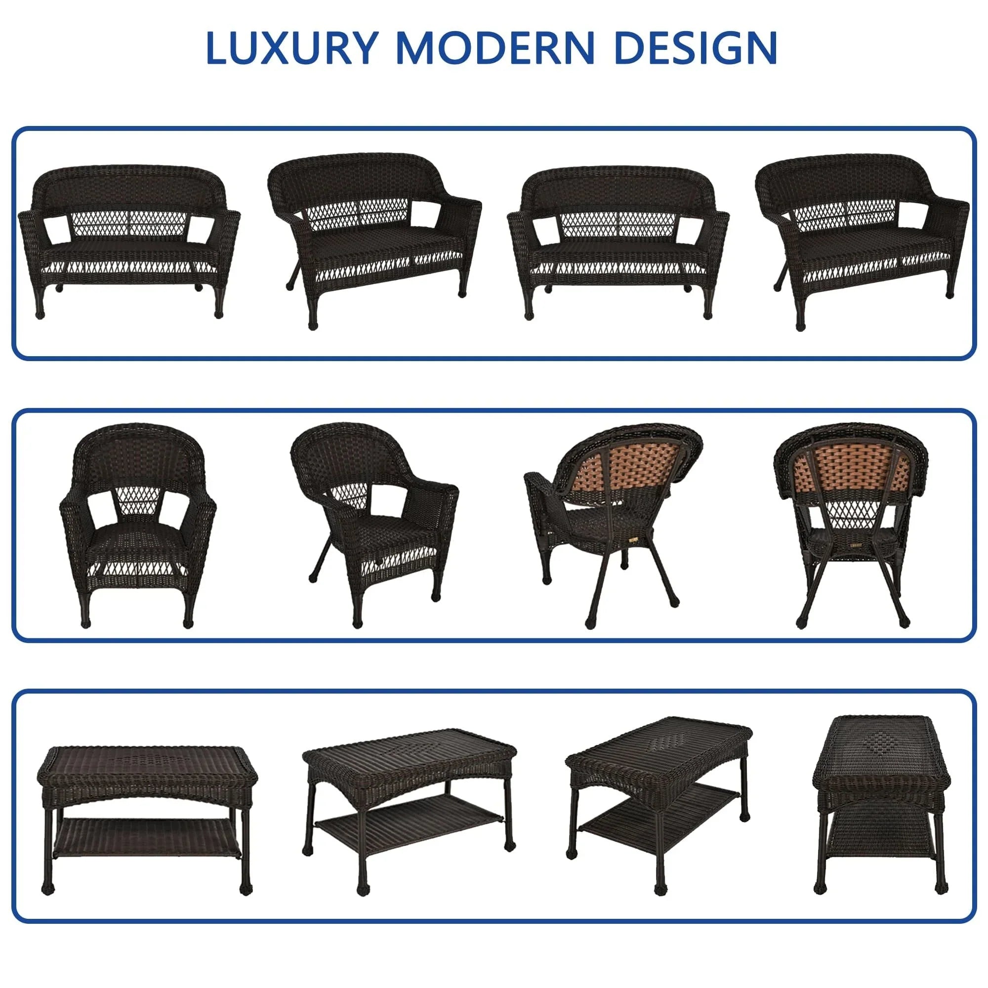 Wicker Patio 4-piece Conversation Set – Image 27