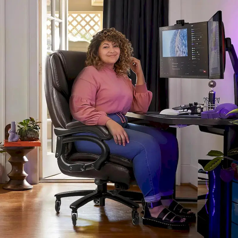 Bossin Big and Tall Executive Office Chair,500LBS Adjustable Lumbar Support Ergonomic Chair with High Back PU Leather Computer – Image 25
