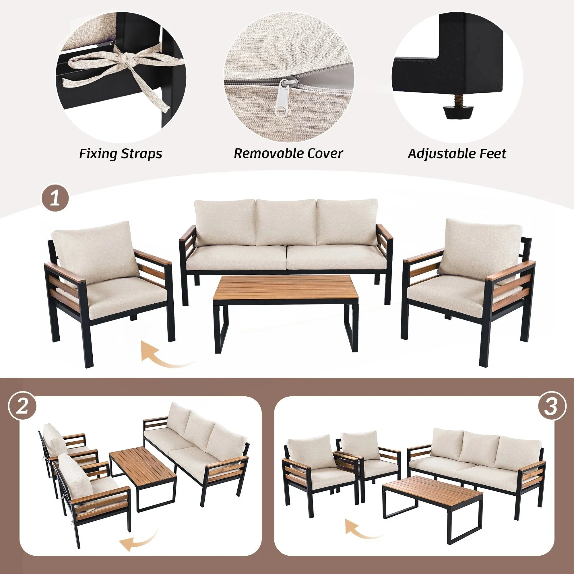 4-Piece Outdoor Furniture Sofa Set – Image 5