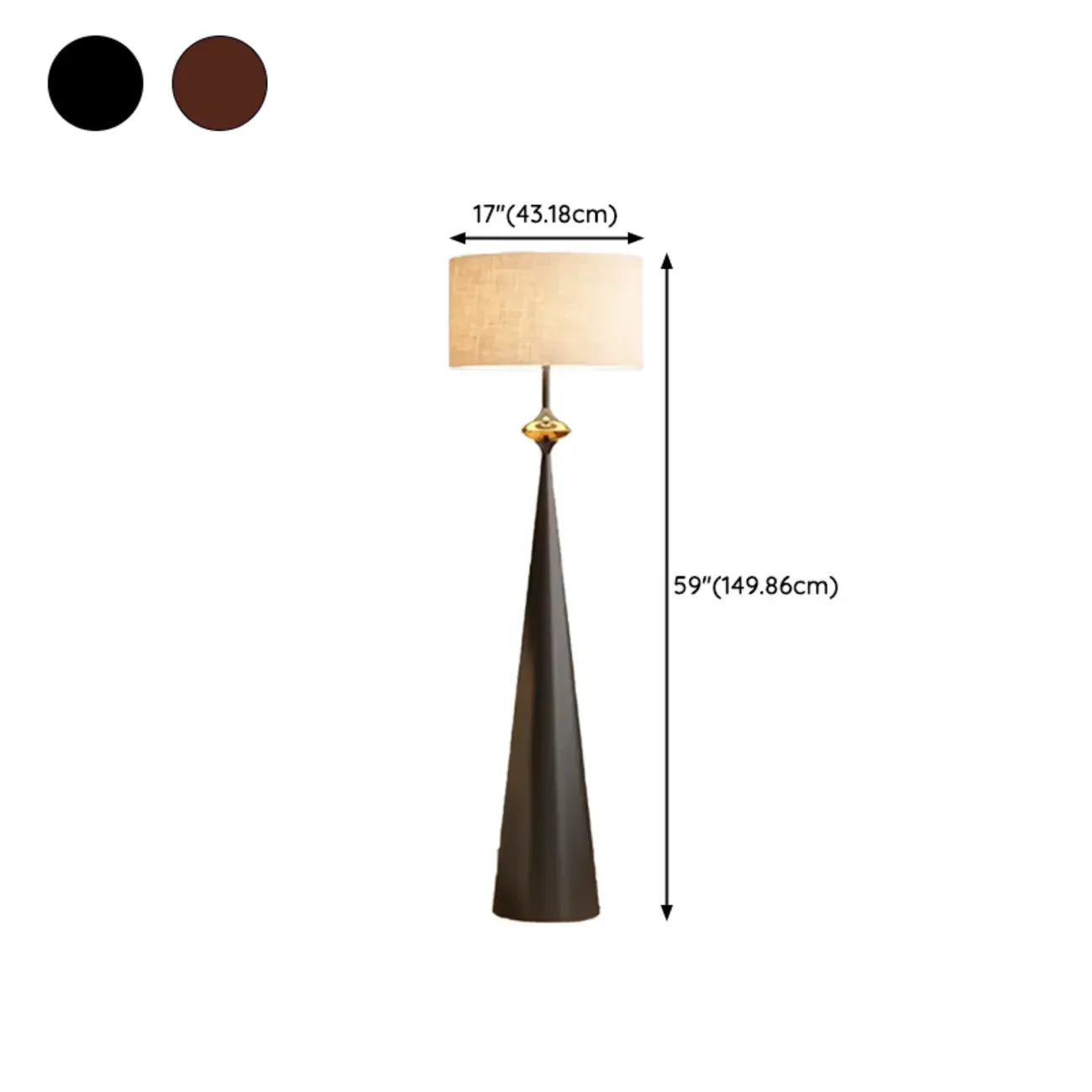Contemporary Tapered Metal Floor Lamp Fabric Shade – Image 60