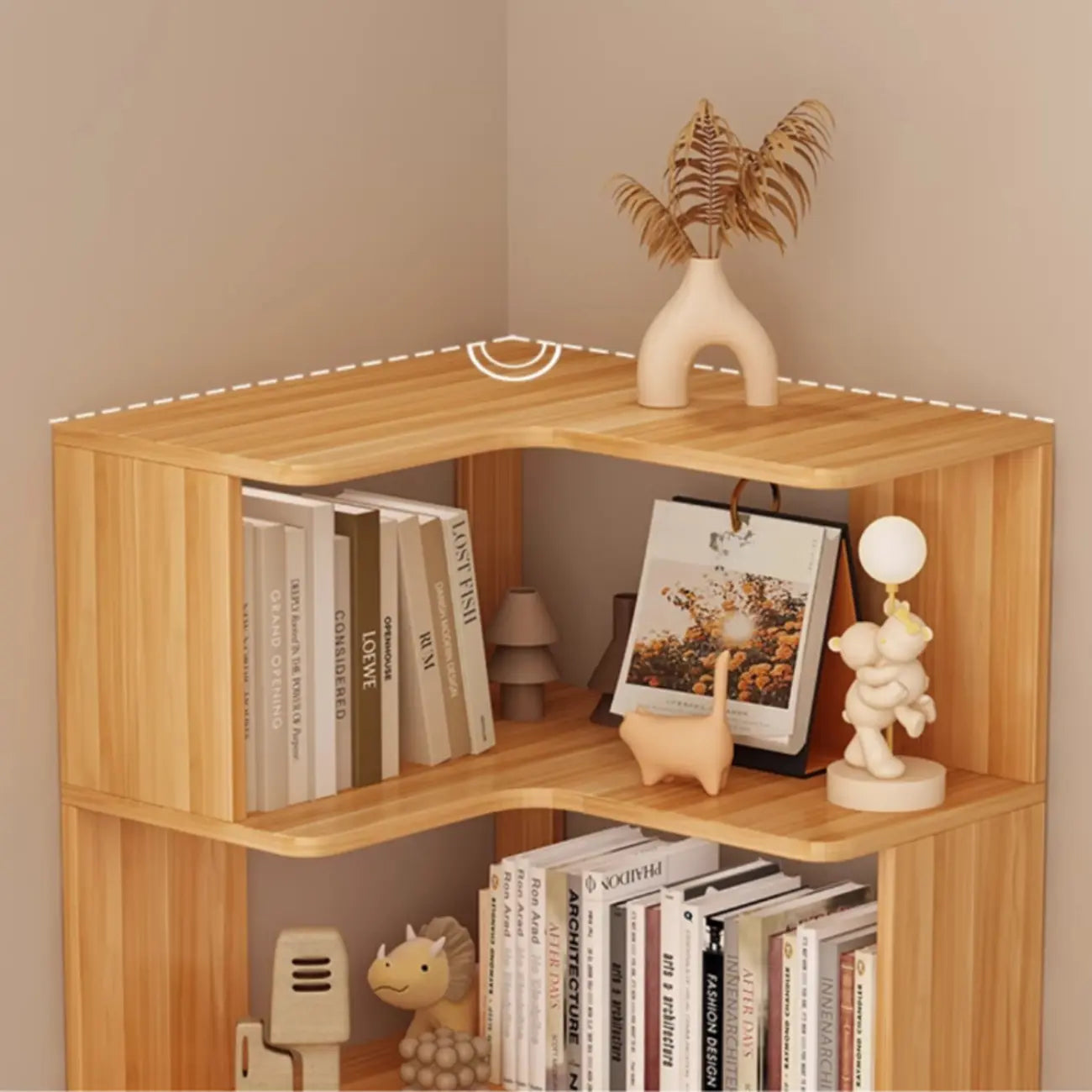 Manufactured Wood Corner Bookshelf with 6 Shelves – Image 53