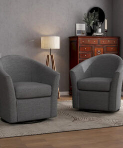 Alternative view of Set of 2 Modern Upholstered Swivel Barrel Chair Living Room Accent Chair