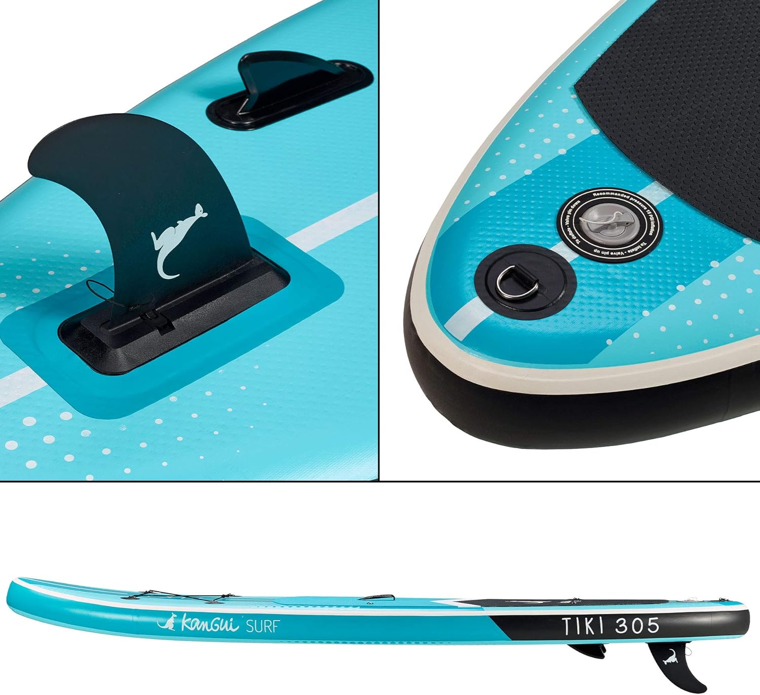 Kangui - Stand up Paddle 305cm Sup Gonflable + pagaie + Sac à Dos + Pompe Haute Pression + Leash + kit de réparation - TIKI – Image 3