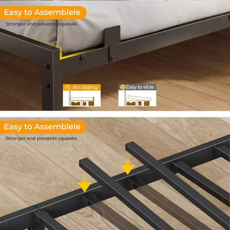 Black Full Bed Frame with LED Lights Charging Station Storage Bookcase 3 Drawers Upholstered Headboard Corner Daybed No Box Spring Support – Image 9