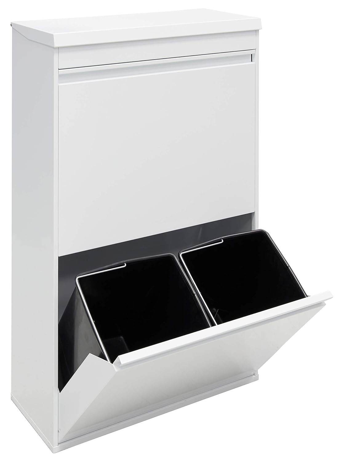 ARREGUI Top CR621-B Poubelle de recyclage en acier, poubelle de tri sélectif, 4 seaux, avec plateau supérieur multifonction, 4 x 17 L (68 L), blanc – Image 9
