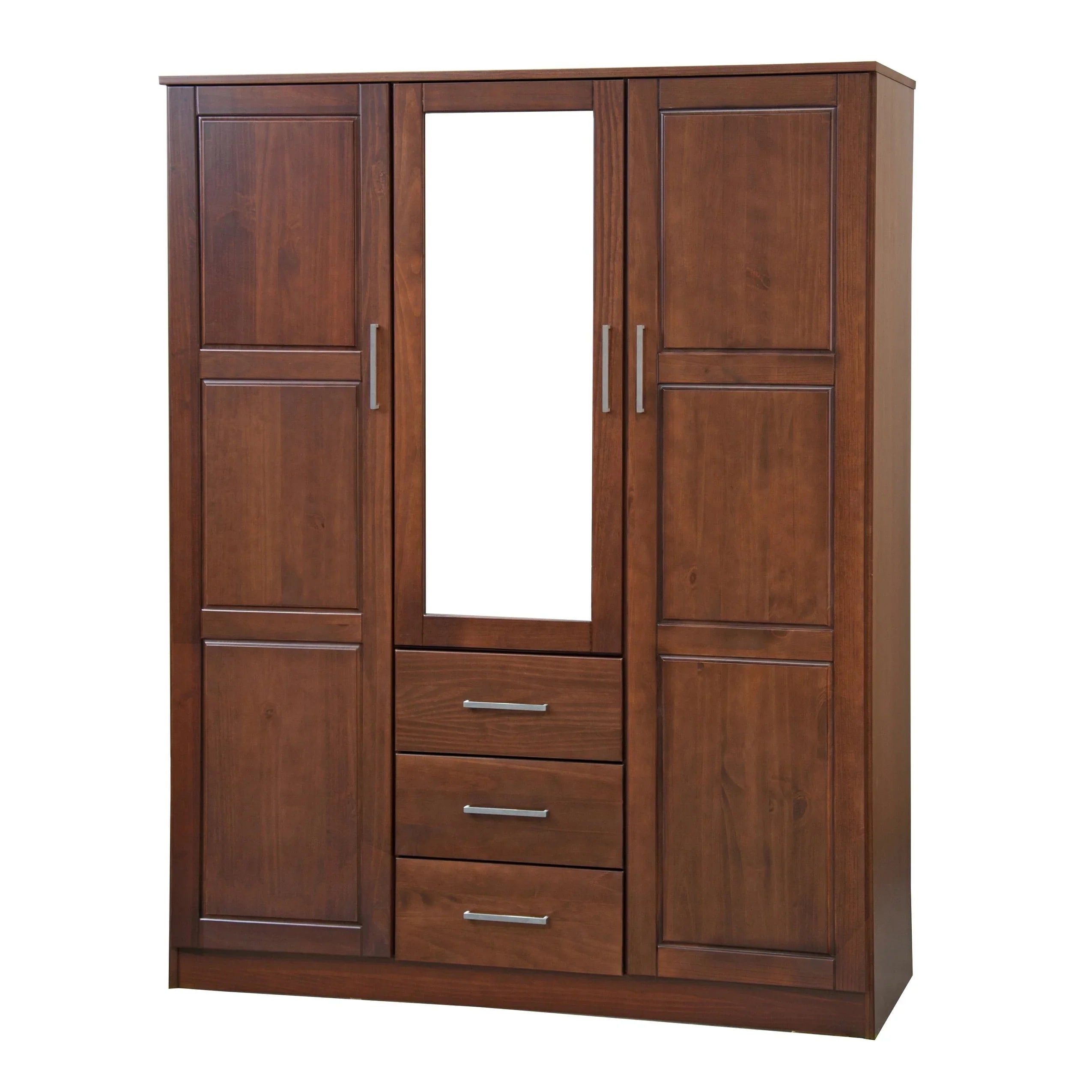 Palace Imports 100% Solid Wood Cosmo 3-Door Wardrobe Armoire with Solid Wood or Mirrored Doors – Image 21