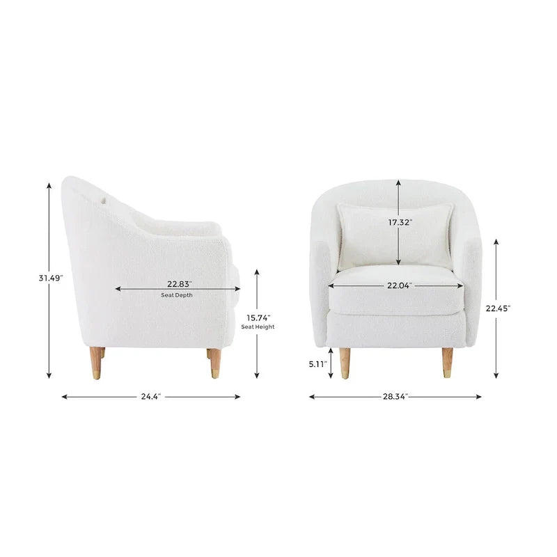 28.34W Set Of 2 Accent Armchair, Velvet Barrel Chair with Solid Wood Legs – Image 3