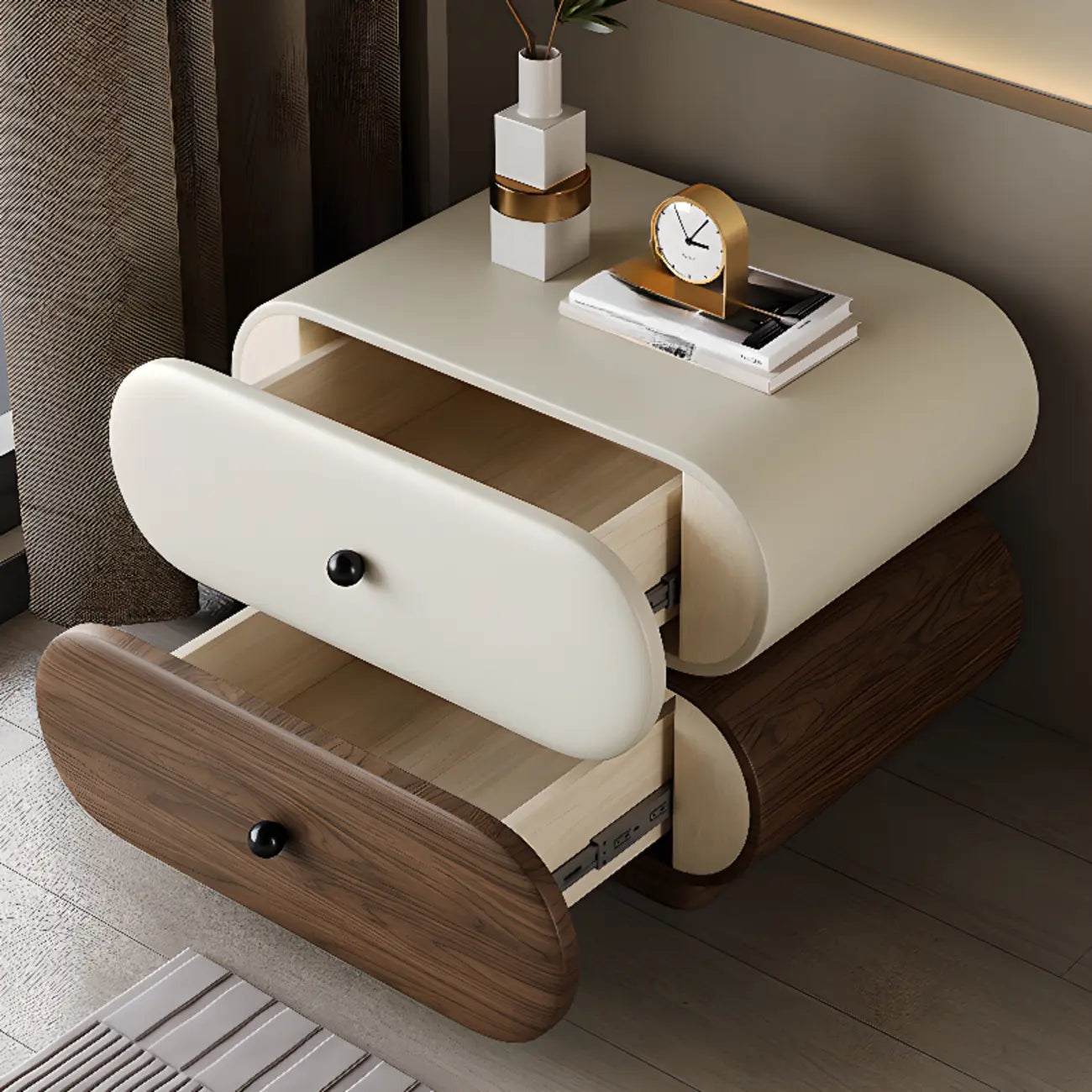 Modern Two-Tone Bedside Table with Storage Drawers – Image 26