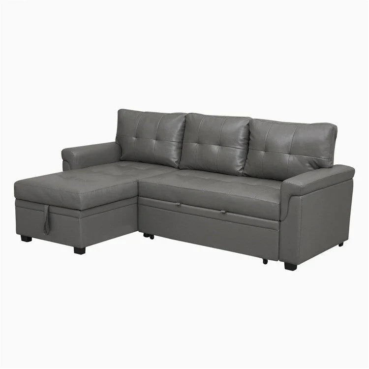 Convertible Reversible Sectional Sofa with Pull-Out Sleeper Bed, Hidden Storage Chaise, and Durable Legs – Image 82