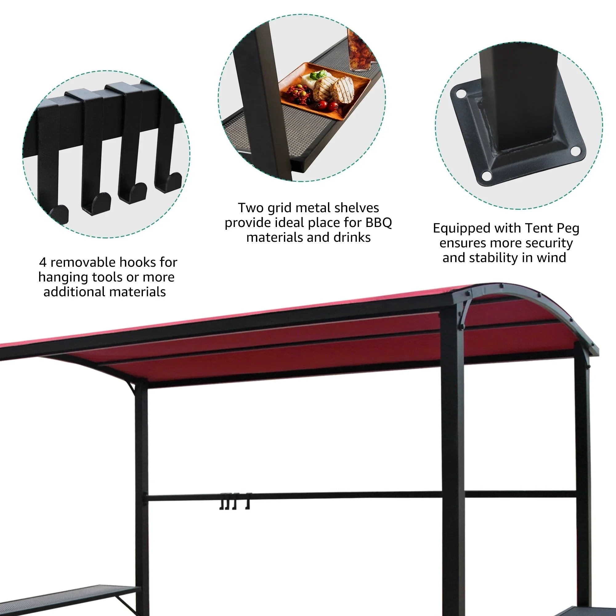 Outdoor 5 ft. x 8 ft. Steel Frame Grill Gazebo Canopy Barbecue Shelter – Image 8