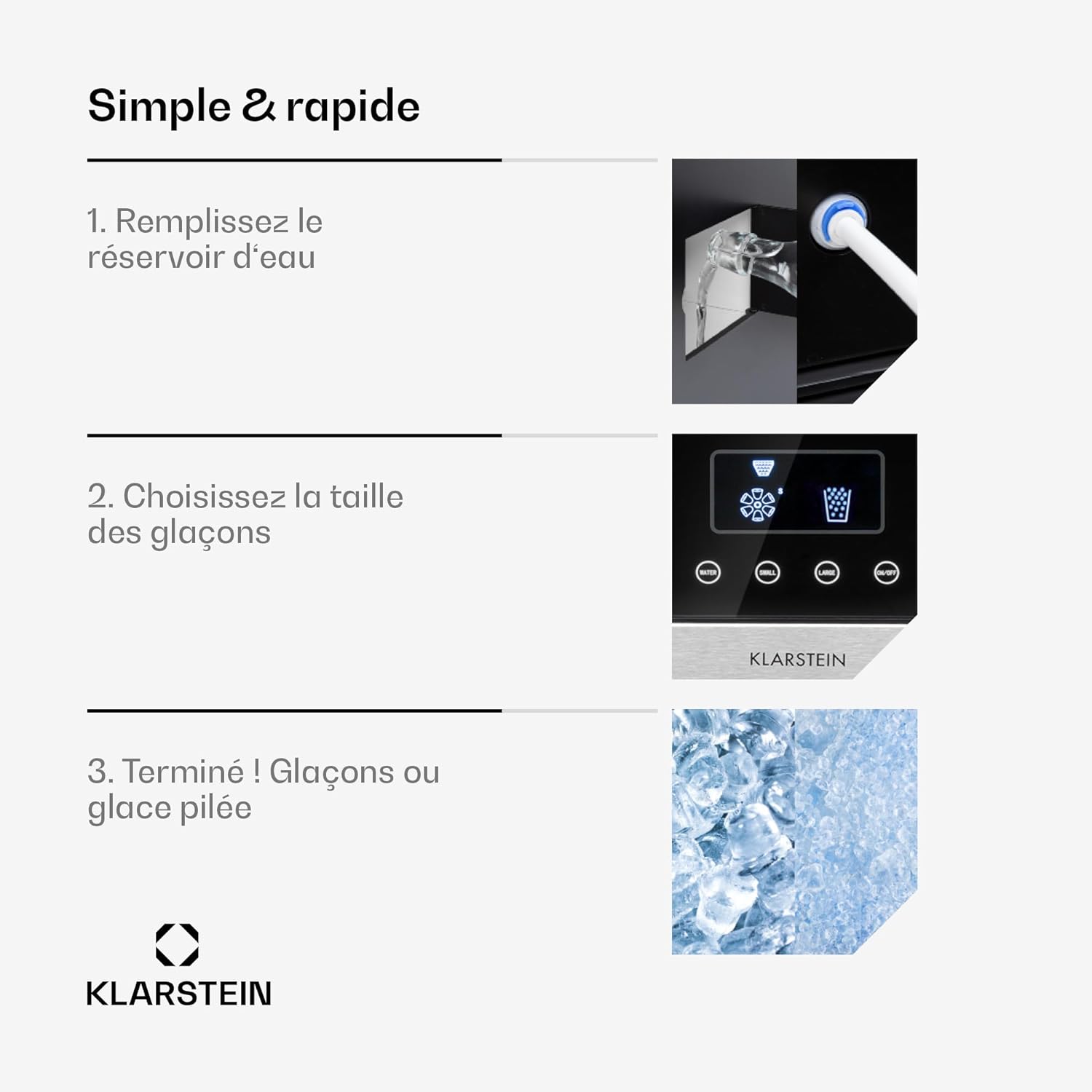 Klarstein Machine a Glacons pour la Maison, Capacité de 1.8L, Fabrique Rapidement Jusqu'à 15kg de Glacons Concassée ou en Balles, Machine à Glaçons, Ice Maker avec Alarme, Machine Facile à Nettoyer – Image 3