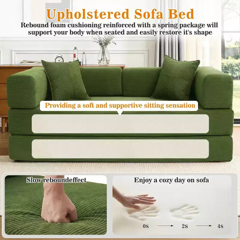 Dyonery 78Folding Sofa Bed Convertable Corduroy Couch King Size Floor Sleeper 4-in-1 DIY Combination Modular Sofa Fold Out Comfy sofa. – Image 23