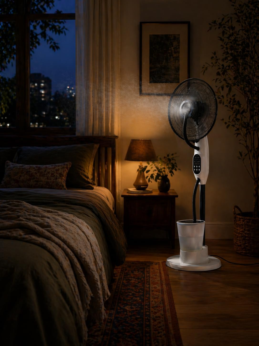 O'FRESH Ventilateur brumisateur sur Pied 125 cm – Puissant & Silencieux – Oscillation Automatique – 3 Vitesses – Intérieur – Idéal Maison, Bureaun Chambre - Rafraichit instantanémant – Image 6