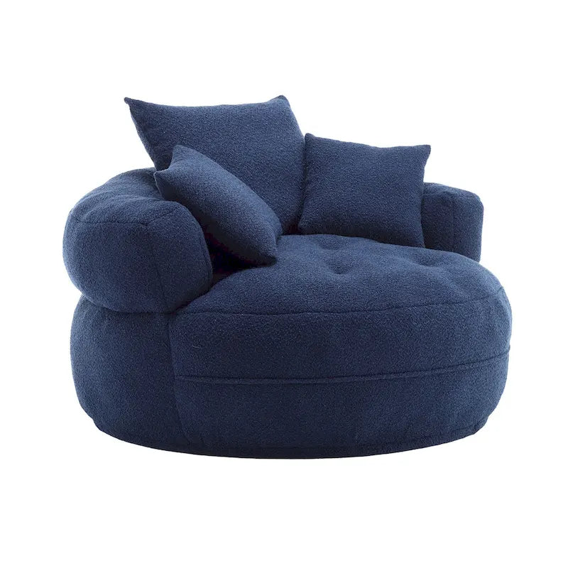 Round Lazy Sofa Chair – White/Blue/Grey/Yellow/Orange/Rose Red/Navy/Green, Single & Couple Seat – Image 3