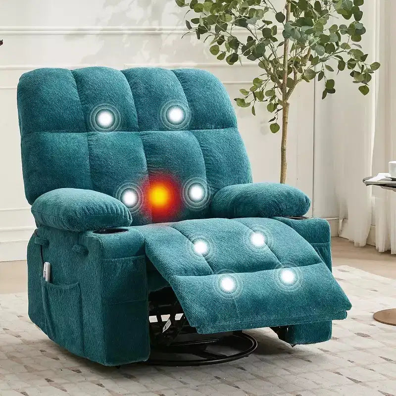 Oversized Recliner Chair for Adults, Manual Swivel Rocker Sofa, Side Pockets & Cup Holders for Big and Tall Persons, Living Room – Image 32