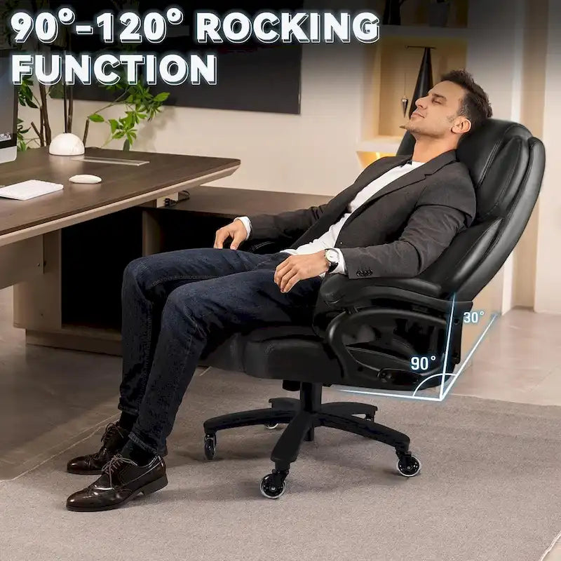 Bossin Big and Tall Executive Office Chair,500LBS Adjustable Lumbar Support Ergonomic Chair with High Back PU Leather Computer – Image 34
