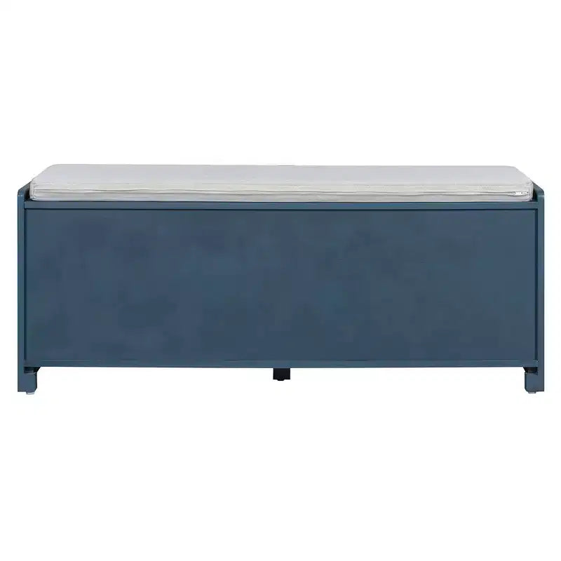 Whisen Rustic Wood Storage Bench, Entryway Shoe Bench with Removable Cushion, Adjustable Shelves – Image 12