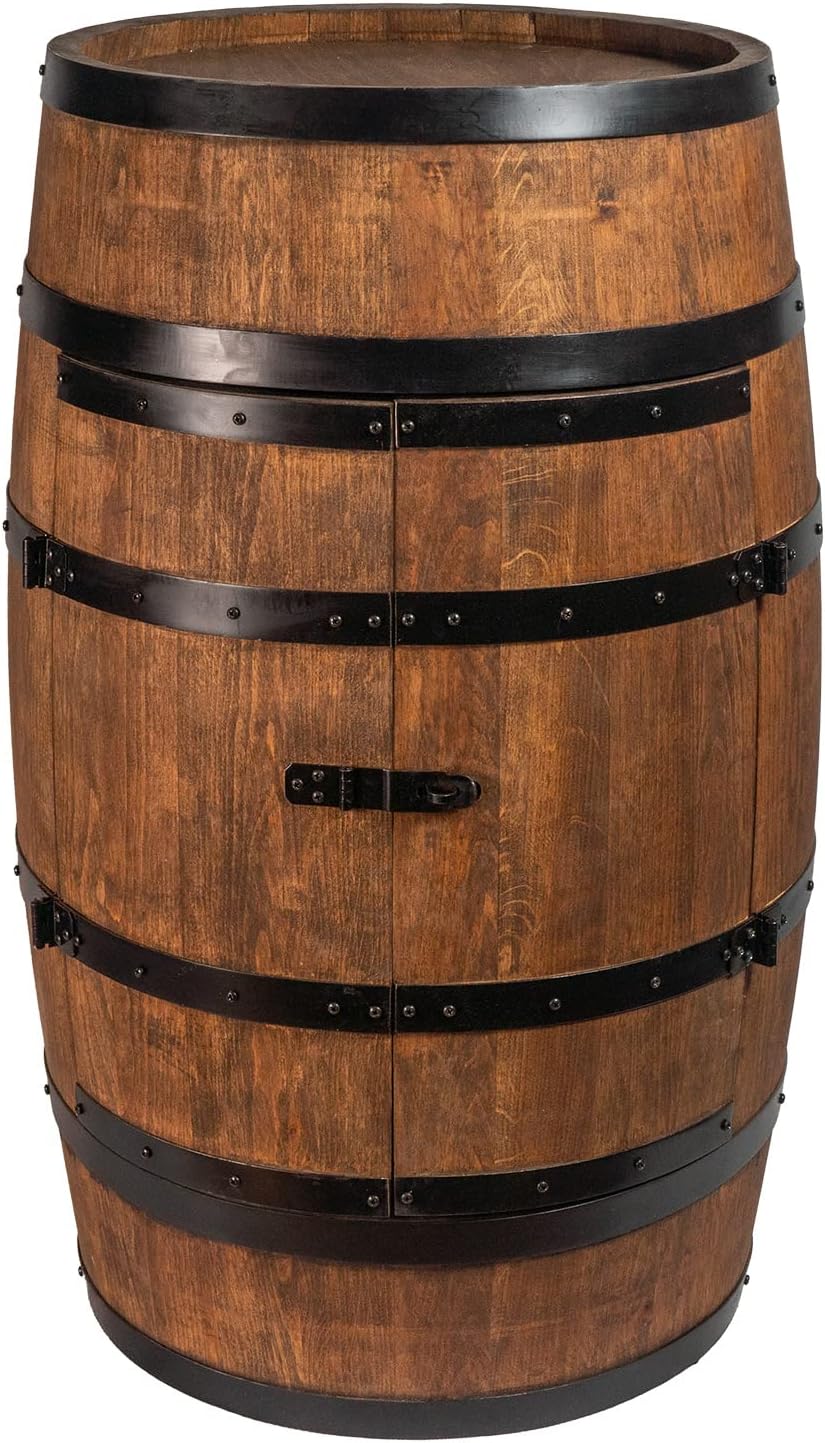 CREATIVE COOPER Tonneau à vin avec Porte - Armoire à Alcool - Étagère à Bouteilles en Bois - Baril en Bois - Vin Rack - Wineregal - Bar à vin - Baril avec Porte - minibar de 80 cm (wengé) – Image 5